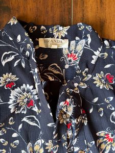 Sleeveless Dark Blue Floral Top