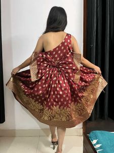 Elegant Maroon &amp; Gold Dress