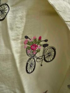 Chic Bicycle Print Button-Down Tunic Top