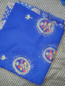 Royal Blue Embroidered Saree