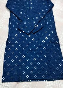 NAVY BLUE MIRROR WORK KURTA