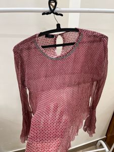 Mesh Chiffon TOP with flared bell sleeves