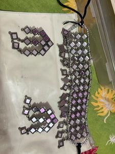 Mirror Work Necklace and Earrings Set