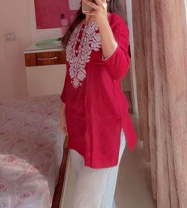 Elegant Red Embroidered Kurta
