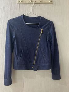 Women's Blue Denim Moto Jacket