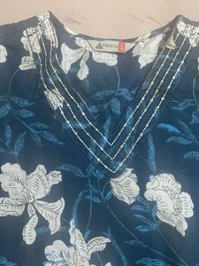 Blue Floral Print Kurta