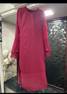 Maroon Embroidered Kurta