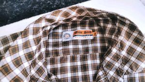 Men's Blue Trousers with Plaid Shirt