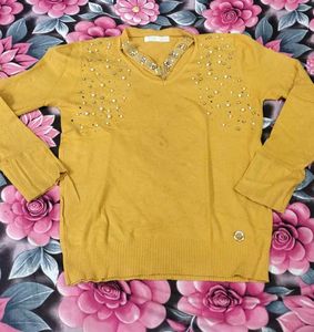 Sparkling Yellow V-Neck Sweater