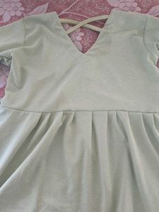Light Green Casual V-Neck Dress