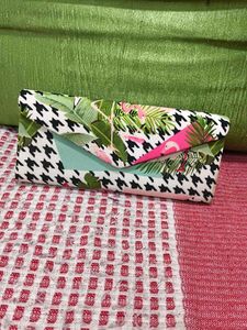 Fun Flamingo & Tropical Print Clutch