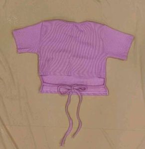 Cute Pink Ribbed Crop Top