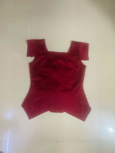 Chic Burgundy Peplum Top