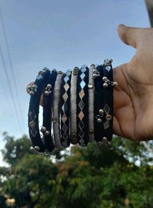Ethnic Black & White Bangles with Mirror