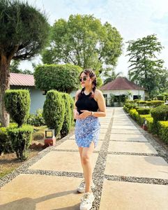 Cute Blue Floral Mini Skirt