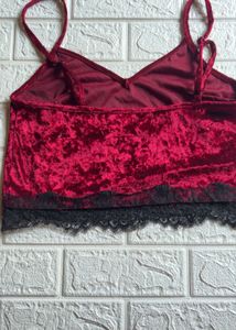 Velvet Sleep Cami Top with Lace Trim