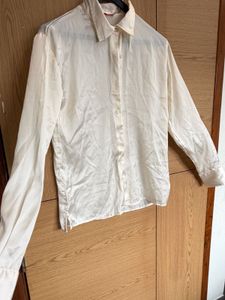 Elegant Cream Silk Button-Down Shirt