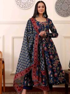 Mulmul Floral Kurta Set with Dupatta