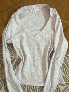 Glassons Grey V-Neck Long Sleeve Top