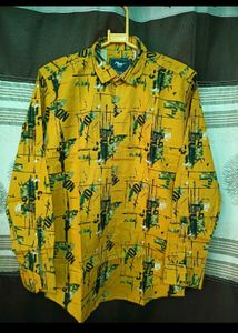 Men's Yellow Printed Full Sleeve Shirt