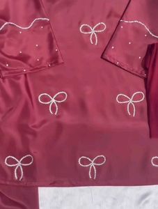 Maroon Embellished Kurta Set