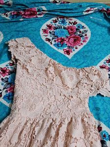 One Hand Light Pink Lacy Dress