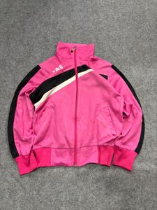 Pink Track Jacket with Black Stripes