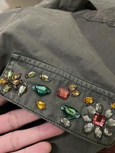 Oversized Embroidered Olive Shirt