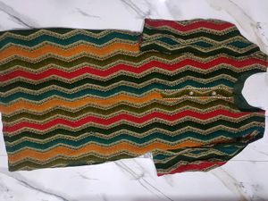 Colorful Zigzag Kurti Set Suit Salwar Dupatta