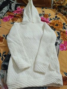 White Quilted Hoodie