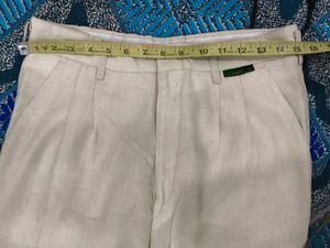 Men's Beige Linen Blend Trousers