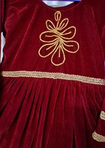 Maroon Velvet Kurta Set with Dupatta