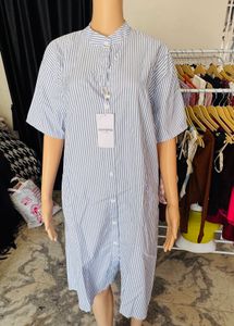 Striped Button-Up Shirt Dress