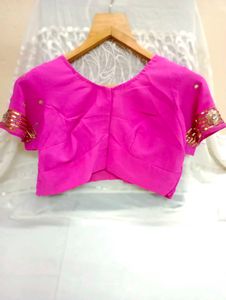 Pink Embellished Saree &amp; Blouse