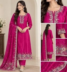 Stunning Pink Embroidered Kurta Set