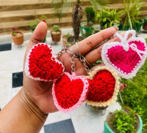 Handmade Crochet Heart Keychains