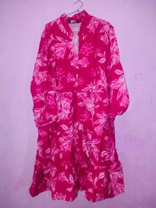 Red Floral Tiered Dress