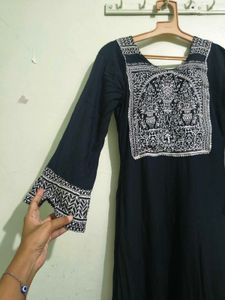 Black Cotton Warli Anarkali | Festive &amp; Navratri W