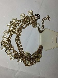 Gold Tone Charm Bracelet with Crystals
