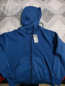 SHEIN Blue Zip Up Hoodie
