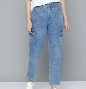 Women Cargo Boyfriend Jeans