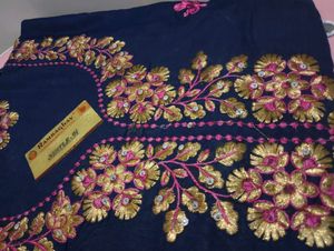 Embroidered Navy Blue suit material