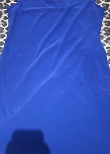 Elegant Blue Ruched Dress with Rhinestone Accent