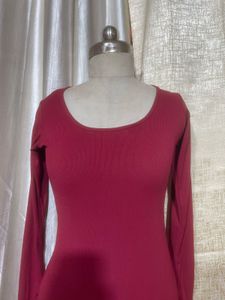 Elegant Red Long Sleeve Maxi Dress