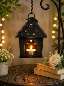 Cozy House Shaped T Light Candle Holder Star &amp; ❤️