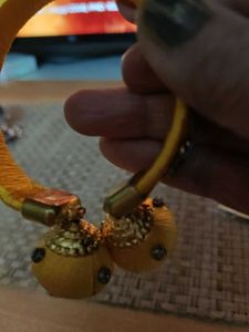 Yellow Silk Bangle with Tassels
