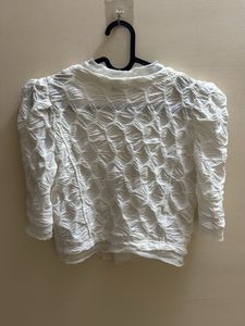 Thrifted White Textured Jacket