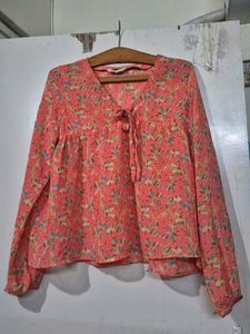 Floral Tie-Neck Blouse