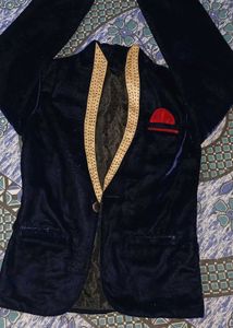 Stylish Blue Velvet Blazer