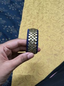 Elegant Blue Kundan Bangle(Adjustable)